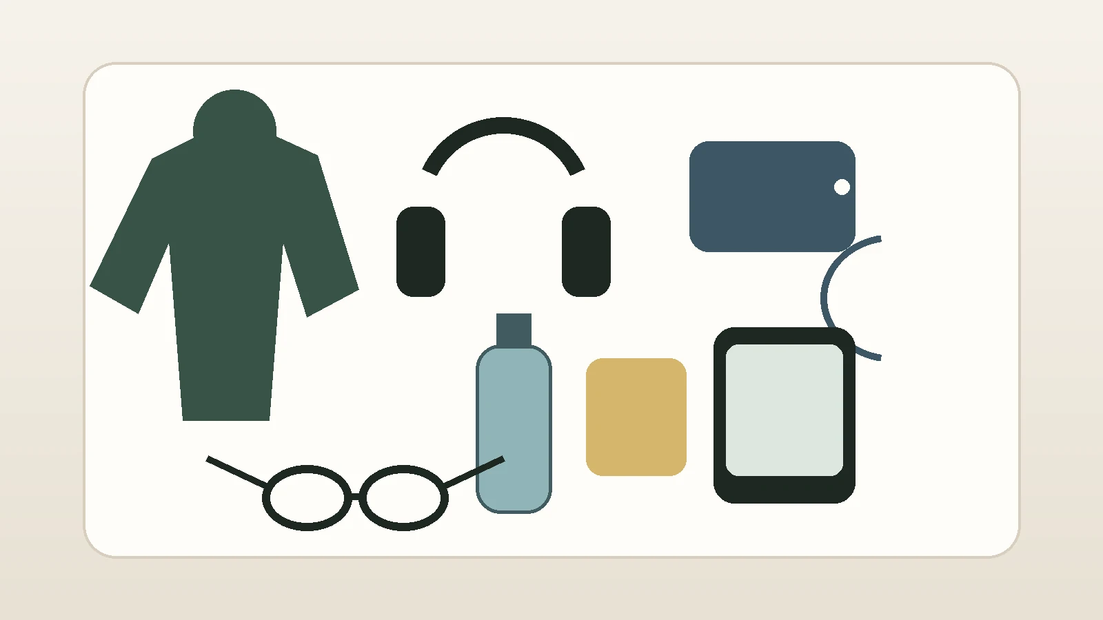 Illustrative packing essentials for a long Irish coach tour